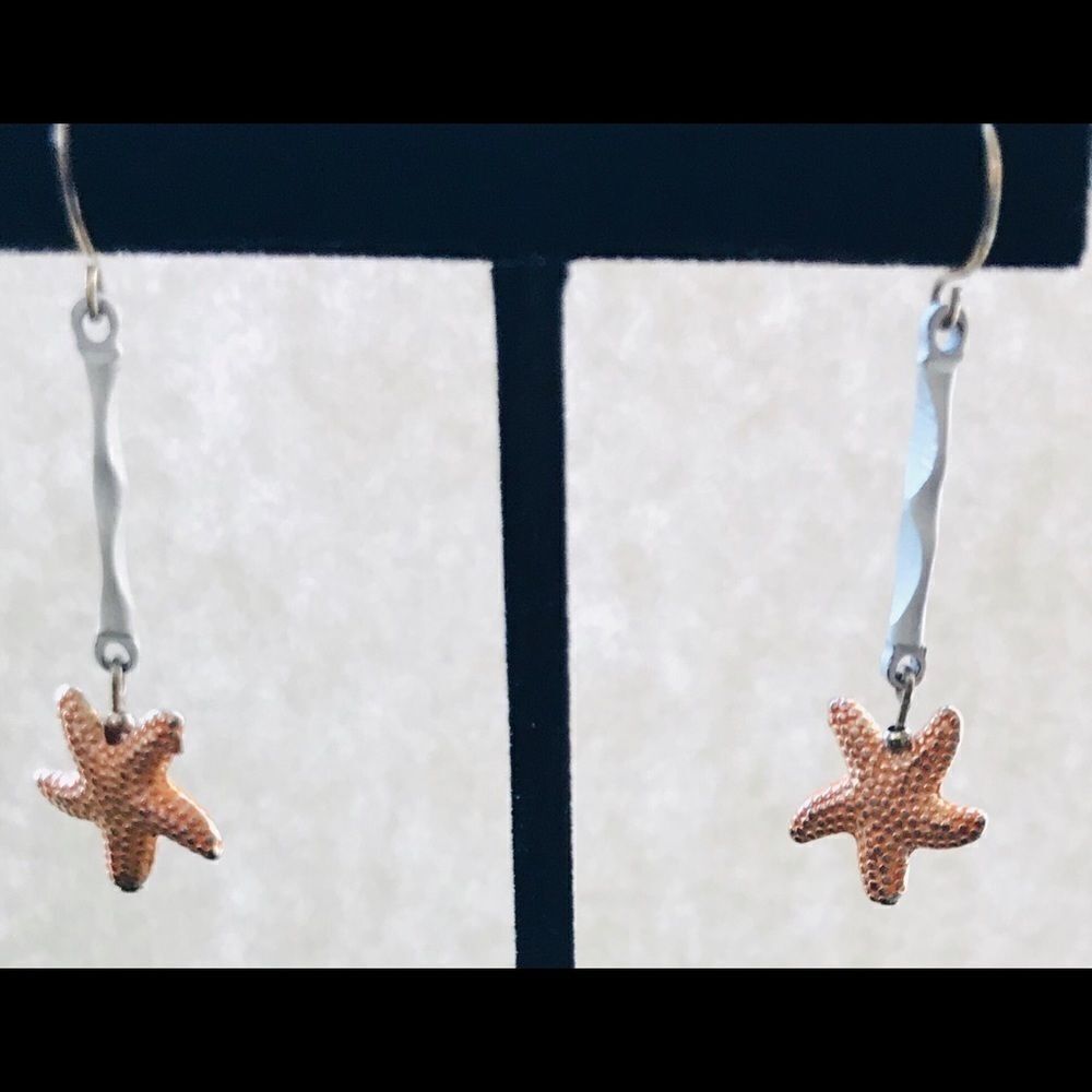 Vintage Starfish Dangle Earrings Pastel Orange NWT - Picture 4 of 10
